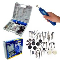 Micro Retifica Elétrica Bivolt 10.000Rpm Sem Fio Para Metal Madeira Plástico Joia Vidro Objetos 60 Acessórios com Maleta