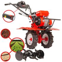 Micro Trator Motocultivador Kawashima MCG-780A À Gasolina 212cc 7HP de Potência Motor 4T Profissional Completo Com Lanterna LED e 24 Lâminas Cultivadoras Para Remexer, Afofar e Arar Solo Para Cultivo