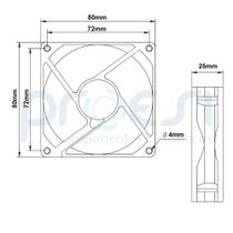 Micro Ventilador 80X80X25mm 12VDC Bucha