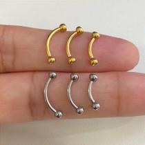 MICROBELL CURVO AÇO CIRÚRGICO COM STRASS - 1,2mm