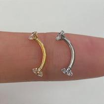 Microbell curvo em aço cirúrgico com 2 cristais rosqueáveis