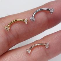 MICROBELL CURVO EM AÇO CIRÚRGICO COM CRISTAIS DE ESTRELINHAS - 1,2mm