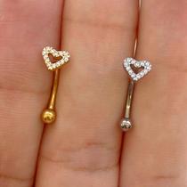Microbell curvo titânio coração vazado com zircônias cristal