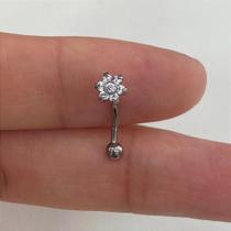 MICROBELL CURVO TITÂNIO FLOR COM CRISTAIS - 1,2mm