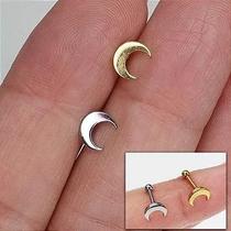 Microbell reto em aço cirúrgico com lua dourada