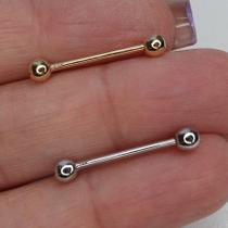 Microbell reto em ouro 14k para mamilo - bolinhas rosqueáveis Microbell reto em ouro 14k para mamilo - bolinhas rosqueáveis