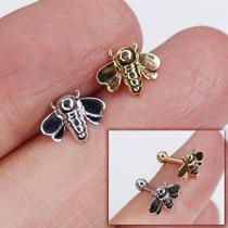 Microbell reto em ouro 18k abelha - bolinha rosqueável Microbell reto em ouro 18k abelha - bolinha rosqueável