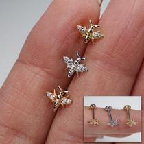 Microbell reto em ouro 18k com abelhinha delicada