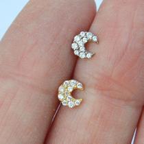 Microbell reto ouro 18k com zircônias cristal