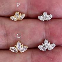 Microbell reto ouro 18k com zircônias cristal - tamanhos p e g