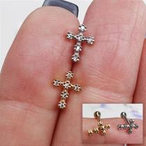 MICROBELL RETO OURO 18K CRUZ ROMANA - Joia com Zircônias