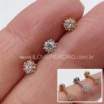 MICROBELL RETO OURO 18K FLOR SUPREMA - Joia de Piercing
