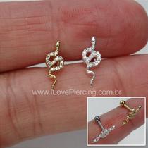 Microbell reto prata 925 cobra com zircônias