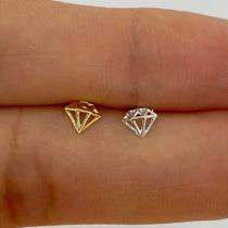 Microbell reto prata 925 com diamante - piercing