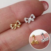 Microbell reto prata 925 com lacinho e zircônia