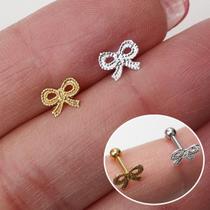 Microbell reto prata 925 com lacinho relevo - aço cirúrgico