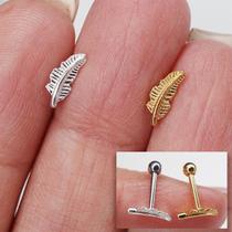 Microbell reto prata 925 com peninha e bolinha rosqueável Microbell reto prata 925 com peninha e bolinha rosqueável