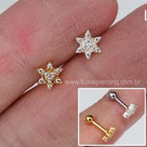 Microbell reto prata 925 com três zircônias cristais