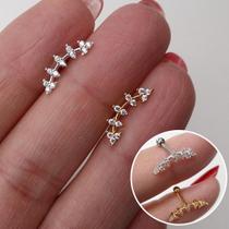 Microbell reto prata 925 com zircônias cristal - unidade