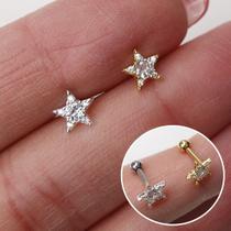 Microbell reto prata 925 com zircônias - joia de piercing