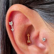 Microbell reto prata 925 flecha com zircônias cristal