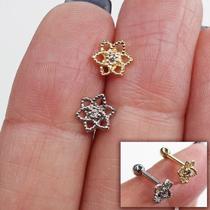 MICROBELL RETO PRATA 925 FLORY - Piercing de Prata com Zircônia MICROBELL RETO PRATA 925 FLORY - Piercing de Prata com Zircônia