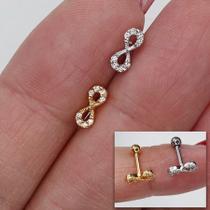 Microbell reto prata 925 infinito com zircônias cristal