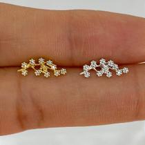 Microbell reto prata 925 raminho flores com zircônia cristal