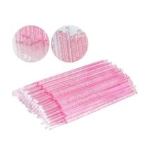 Microbrush Para Extensão De Cílios Gliter Rosa 100 UN