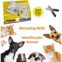 Microchip de Identificação Animal + Medalha Qr Code P/ Cães, Gatos, Exóticos e Pets em geral