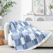 Microfibra azul quadriculada Throw Blanket Snuggle Sac 150x200cm Microfibra azul quadriculada Throw Blanket Snuggle Sac 150x200cm