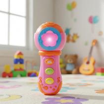 Microfone Baby Musical Luz E Som Brinquedos Para Bebes 15cm Infantil Colorido Educativo Musical Blister