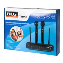 Microfone BLG TMV-6 - Sem Fio - USB - 2 Microfones - Uhf - Karaoke - Preto