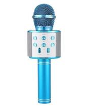 Microfone Bluetooth Karaokê Sem Fio Recarregável Azul