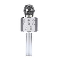 Microfone Bluetooth Karaokê Sem Fio Recarregável Prata - Booglee