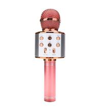 Microfone Bluetooth Karaokê Sem Fio Recarregável Rosa Claro