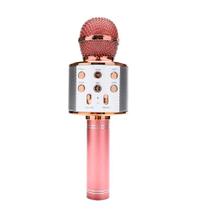 Microfone Bluetooth Karaokê Sem Fio Recarregável Rosa Claro - Booglee