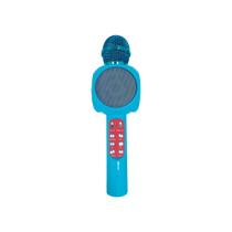 Microfone bluetooth Karaokê Toyng azul com luzes e alto-falante