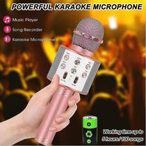Microfone Bluetooth Rosa Sem Fio Karaoke Gravador Som Portátil Com Carregamento Rápido Via Micro Usb