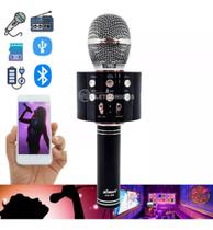 Microfone Bluetooth S/ Fio Karaokê Repórter Caixa De Som Top WS858