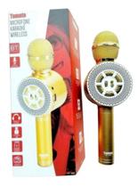 Microfone Bluetooth Sem Fio Karaokê C/Led Fm Mt-1035 Dourado Microfone Bluetooth Sem Fio Karaokê C/Led Fm Mt-1035 Dourado