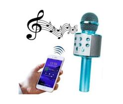 Microfone Bluetooth Sem Fio Para Karaokê Youtuber Gravação Cor Azul