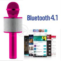 Microfone Bluetooth WSTER WS-858 Sem Fio Karaokê Regarregável Alto-falante Mini Karaokê - Rosa