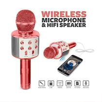 Microfone Bluetooth Wster Ws-858 Sem Fio Karaokê - Rose Gold