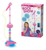 Microfone Brinquedo Infantil Pedestal Luzes Conecta Celular