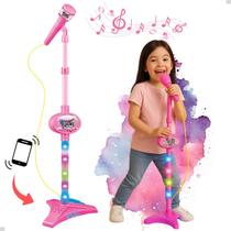 Microfone Brinquedo Infantil Pedestal Luzes Conecta Celular