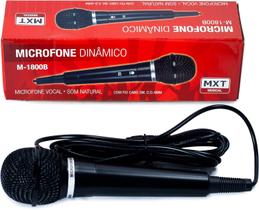 Microfone c/ fio -- Plástico -- MXT 1800B -- Preto -- Cabo 3 metros