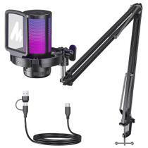 Microfone com braco articulado usb dgm20s rgb maono preto