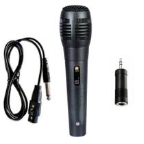 Microfone com fio 3 Metros para Caixas de Som e para Karaokê com Cabo Aux. P2 e P10