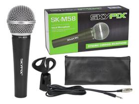 Microfone Com Fio De Mao Tipo Sm58 Com Cabo Sk Bm58 Skypix
